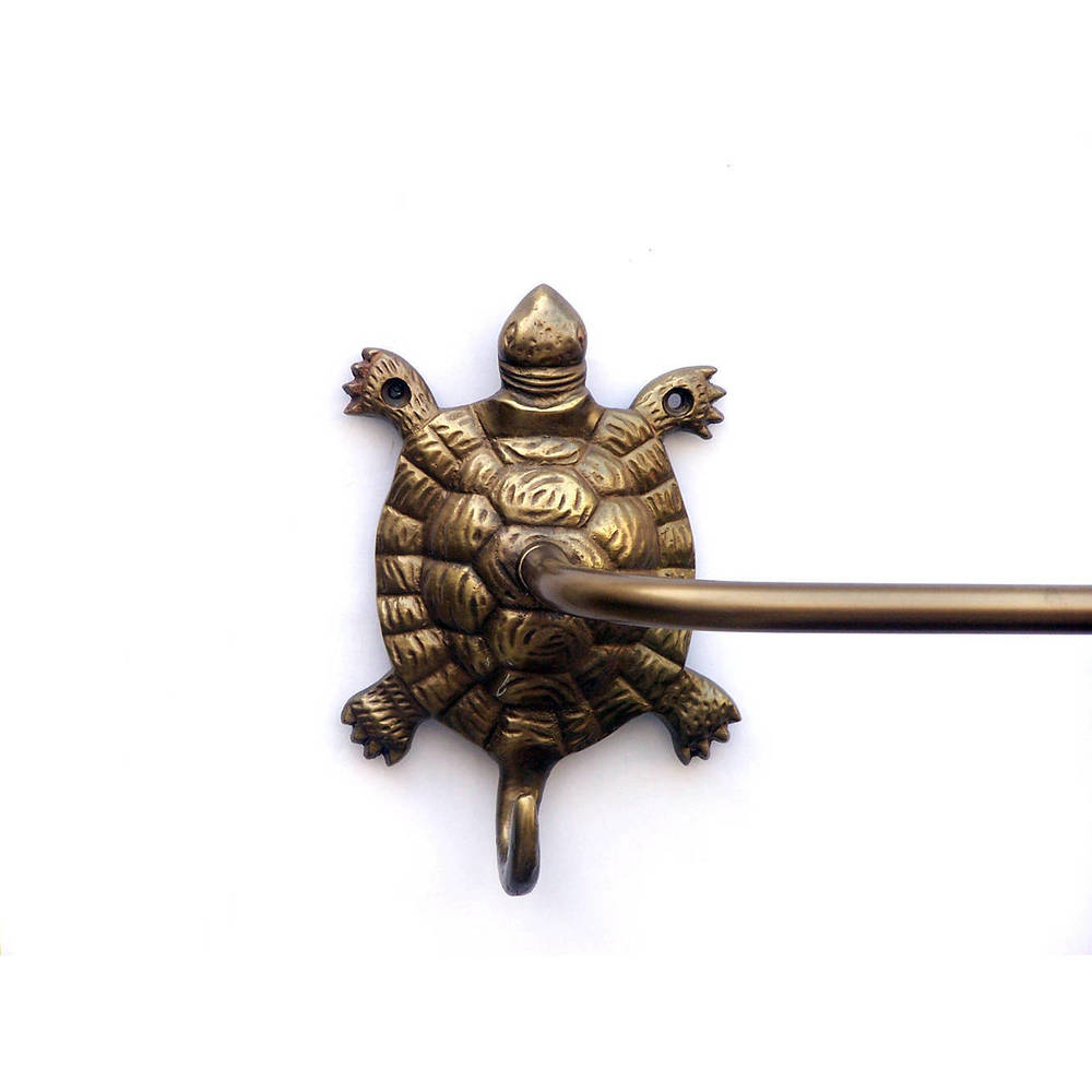 Antique Brass Turtle Bath Towel Holder 28""